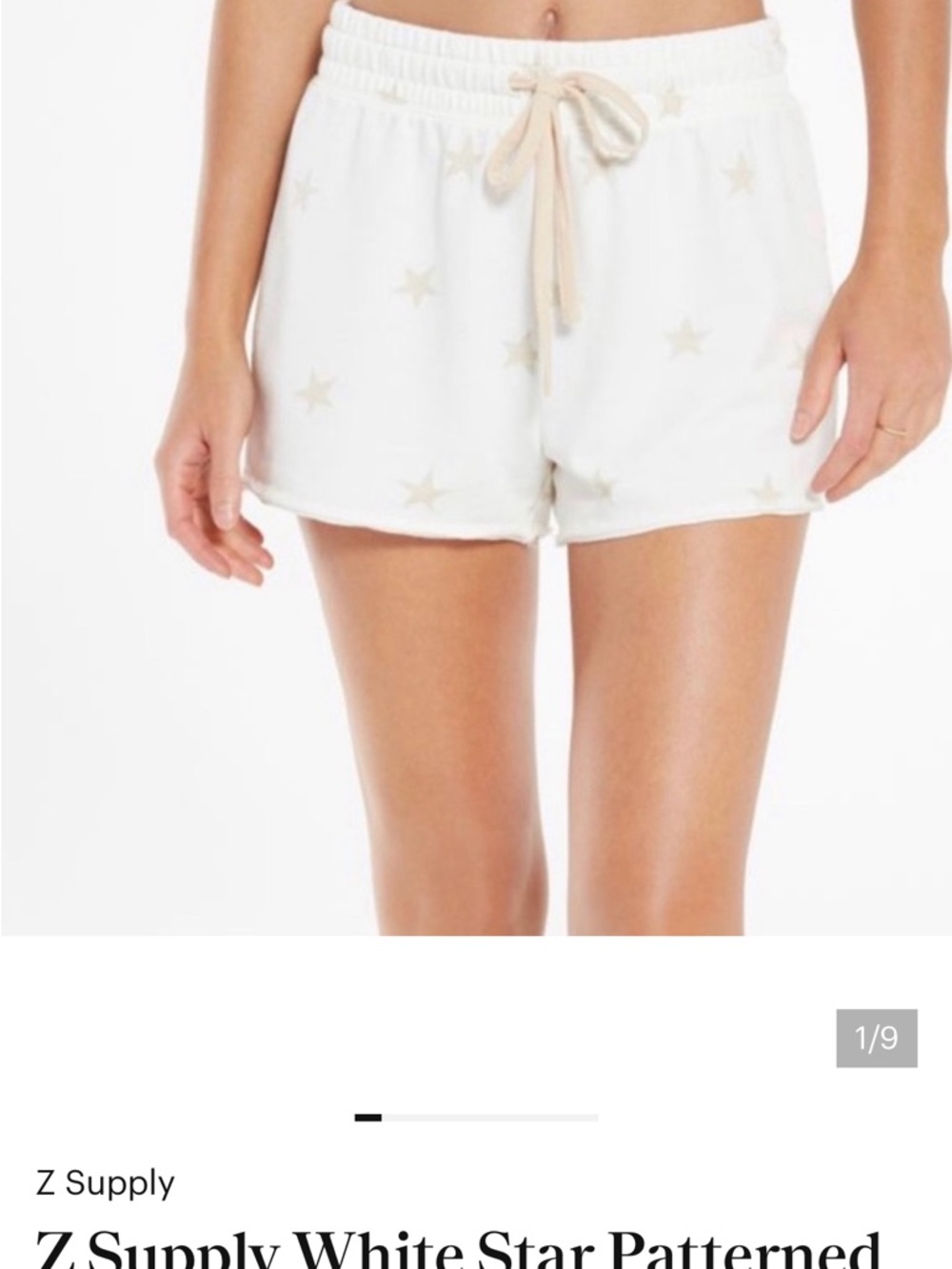 Z Supply Cream Star-Print Athletic Lounge Shorts with Tan Drawstring
